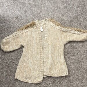 Anthropologie Cream Cardigan with Textured Trim